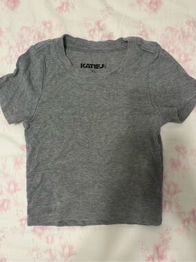 Girls' Heather Gray Ribbed Short Sleeve Tee